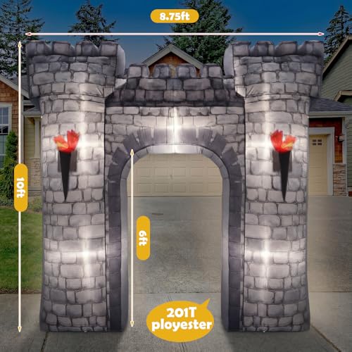 Medieval Inflatable Castle Archway with Lights - 8ft Halloween Party Decor - Variation: Medieval