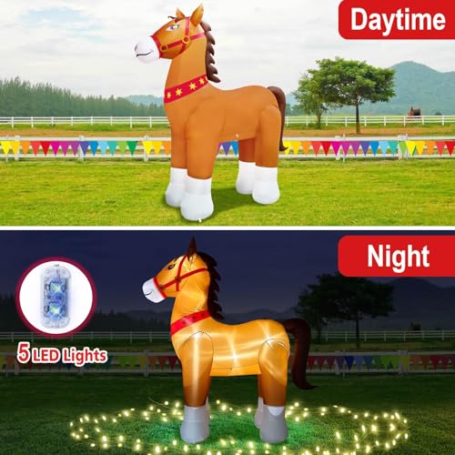 Giant 9FT Inflatable Clydesdale Horse with LED Lights for Outdoor Holiday Decor