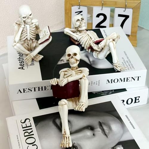 Cross-Legged Skeleton Figurine Halloween Decor Gothic Horror Sculpture