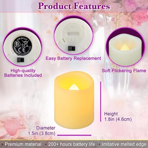 48 Pack Flameless LED Tea Light Candles - Battery Operated, Flickering, Waterproof, 1.8 Inch, Long-Lasting, Outdoor & Indoor Decor