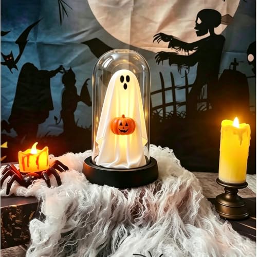 Light-Up Ghosts with Pumpkin Halloween Decor - Indoor Handcrafted Set