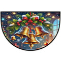 Christmas Half Moon Door Mat - Semi Circle Rug with Bell Design - Variation A:z-11