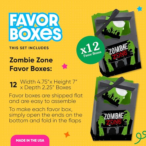 Halloween Zombie Favor Boxes Set of 12 - Treat Bags for Party Favors