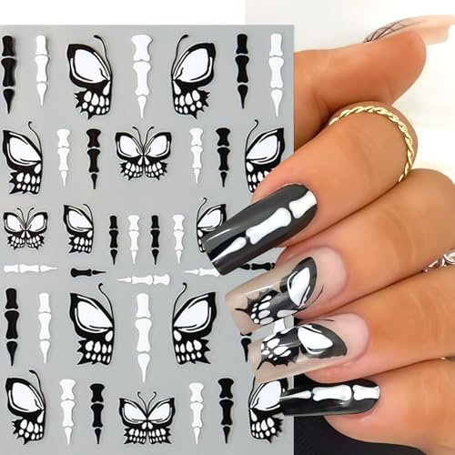 Halloween Nail Art Stickers Set - Spider Web, Butterfly, Glitter Decals for DIY Nails
