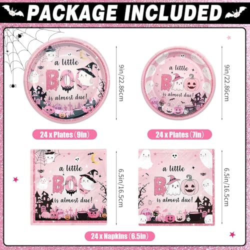 Baby Shower Decorations Set - Little Boo Girl Plates & Napkins for Halloween Party