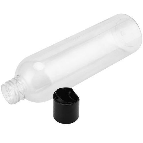 MUKLEI 40 Pack 8 Oz Plastic Bottles with Disc Top Caps, Refillable Clear Travel Squeeze Lotion Bottles Containers with Black Bulk Disc Cap for Shampoo, Body Wash, Creams, Soap