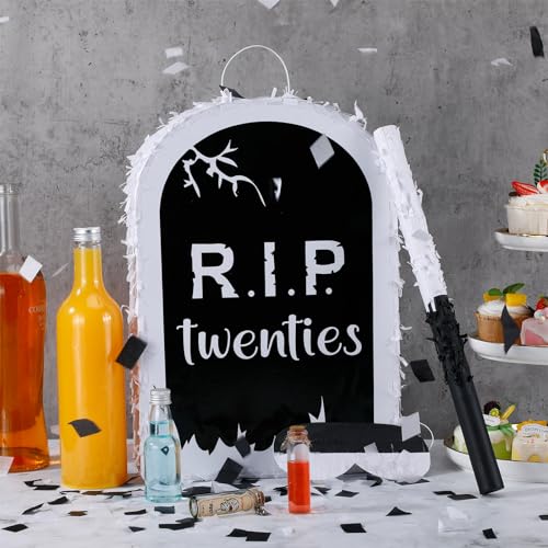 30th Birthday Piñata Set with Tombstone Design - Fun Death to My 20s Party Supplies
