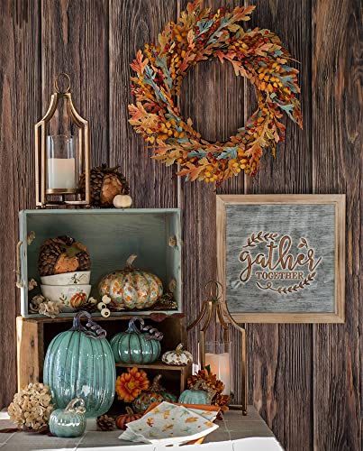 Handblown Glass Pumpkin Tabletop Décor - Blue Autumn, 7.5 x 11 Inches