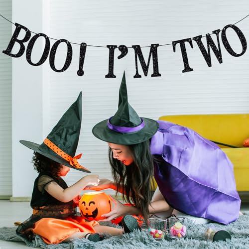 Halloween Second Birthday Banner - Boo I'm Two Spooky Party Decorations