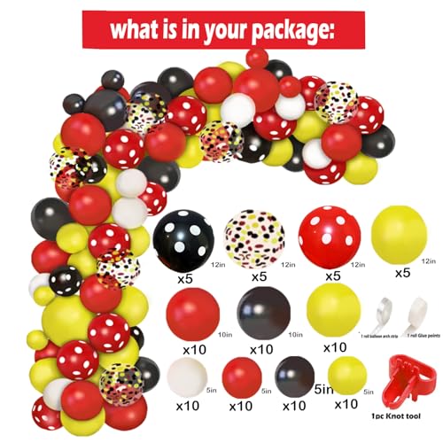 Balloon Garland Kit for Party Decorations Red Black Yellow White 90pcs