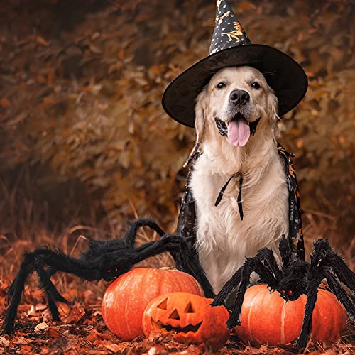 Halloween Hairy Spider Set 4 Pcs Large Realistic Outdoor Decor Props