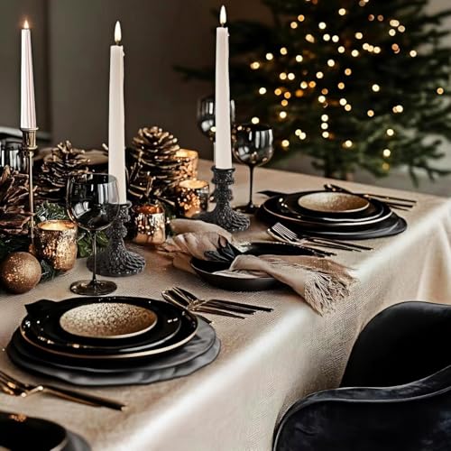 Black Glass Candlestick Holders Set of 6 - Taper Candle Holders with Elegant Design - Black Diamond Variation