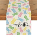 Colorful Bunny Easter Table Runner 13x90 Inch Seasonal Spring Kitchen Decor