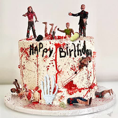17 PCS Zombie Cake Decorations Set for Halloween Birthday Party Cake Toppers