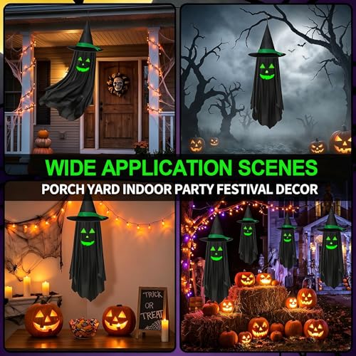 Ghost Halloween Hanging Decorations Set - Glowing Spooky Ghosts for Garden Porch Yard