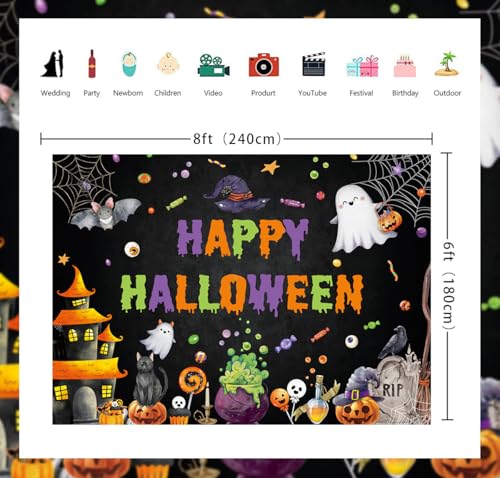 Halloween Photography Backdrop 8x6 ft Spooky Ghost Scene for Parties
