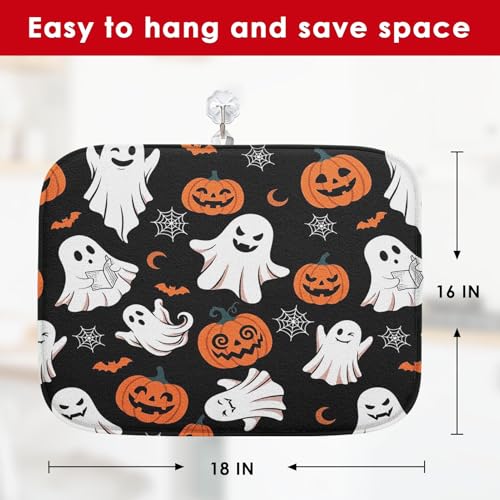 Halloween Ghost Absorbent Dish Drying Mat 16x18 Inch Kitchen Accessory - Cute Ghost Design