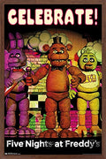 Five Nights at Freddy's Celebrate Wall Poster - Mahogany Frame, 24.3 x 16.6 Inches