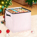 Large Christmas Ornament Storage Box with Zipper & Dividers - 64 Capacity, 13x13 Inch