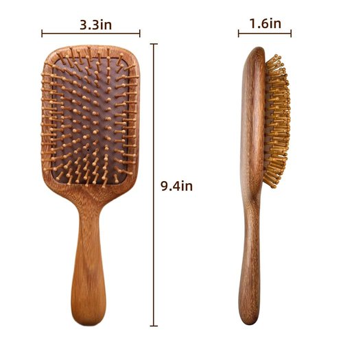 TAIHI Wooden Hair Brush - Natural Green Sandalwood Detangling Brush with Ergonomic Handle | Ideal for All Hair Types