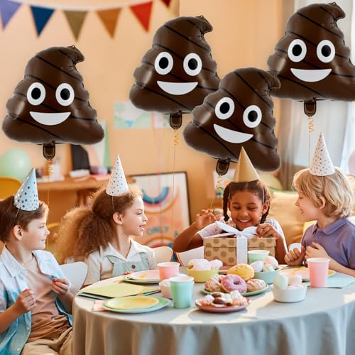22 Inch Funny Poop Balloons - 6 Pack Aluminum Foil Prank Party Decorations