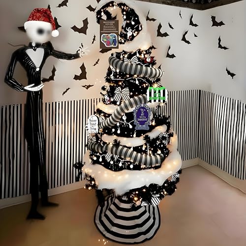 95 Inch Sandworm Tree Ornament Decorations with Warning Cards - White Black Variation