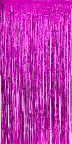 Purple Glitter Foil Fringe Curtains Party Backdrop 3.28 x 7.05 ft - 1 Pack