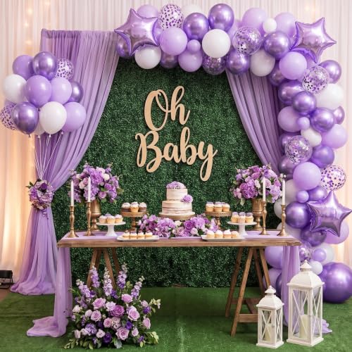 Lavender Purple Balloon Set - 71pcs Latex Party Balloons with Ribbons & Arch Strip