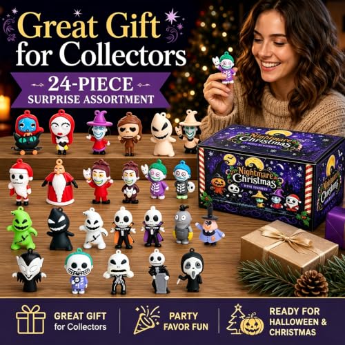 Nightmare Figures 24 Pcs Halloween & Christmas Decor Doll Set - Black Nightmare Variation