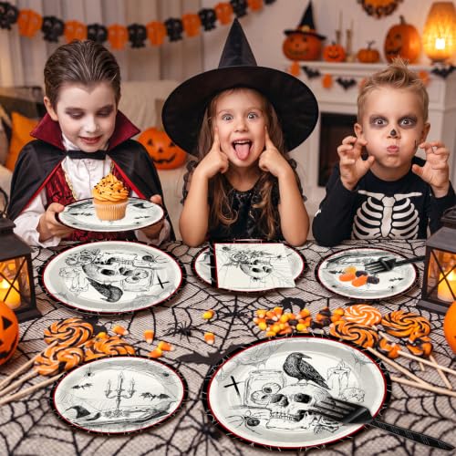 Halloween Gothic Party Plates and Napkins Set - 96 Pieces for Haunted Events