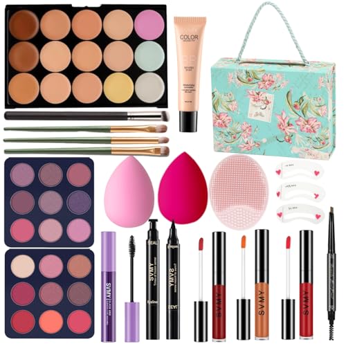 Multicolor All-in-One Makeup Kit for Teens & Girls - 18 Pieces, Travel Case