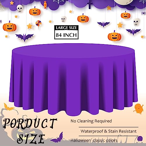 Amylove 24 pcs Halloween Disposable Plastic Round Tablecloths - Orange, Black, Purple