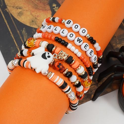 Halloween Friendship Bracelets with Ghost Pumpkin Beads - Color 20