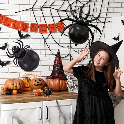 Black Spider Balloons Halloween Party Decorations - Set of 6