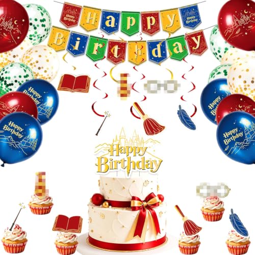 Wizard Magic Birthday Party Supplies Set - Red Theme 64, Complete Decor Pack for Kids' Celebrations