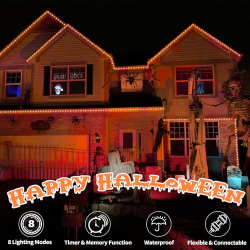 Orange 100ft LED Rope Lights Outdoor Waterproof Connectable String Lights
