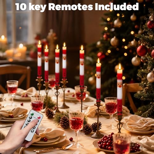 Santa Flameless Taper Candles with Remote Timer - Christmas Decorations - 3 Santa Variations