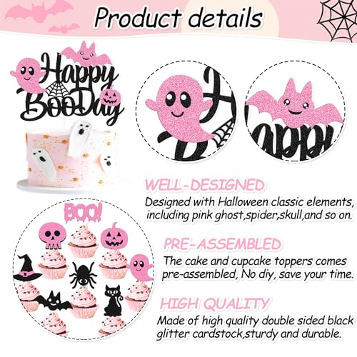 Halloween Cake Decorations Set with Ghost Pumpkin Skull Spider Bats Cupcake Toppers