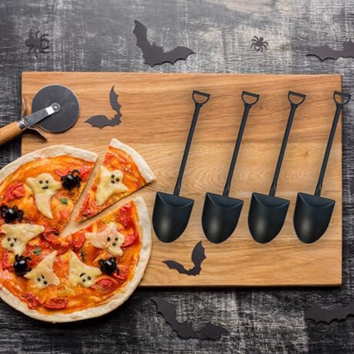 Halloween Cupcake Toppers and Dessert Spoons Set - Tombstone Graveyard Decorations for Parties