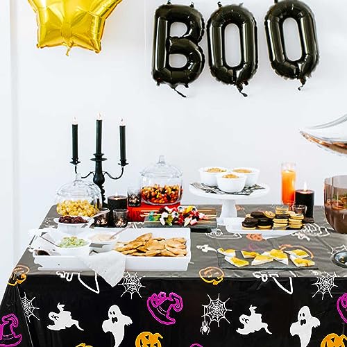 Halloween Spider Web Tablecloth Pack - 54 x 72 Inch Plastic Rectangles for Party Decor