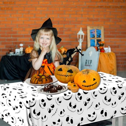 Halloween Tablecloth 2-Pack Black and White Nightmare Party Decor 70x43 Inches