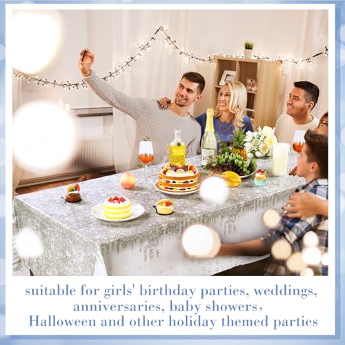 Disposable Glitter Diamond Tablecloths - Silver, 12 Pack, 54 x 108 Inches