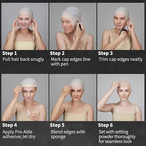 Halloween Bald Cap Makeup Kit - 8-Piece Special Effects Latex & Adhesive Set