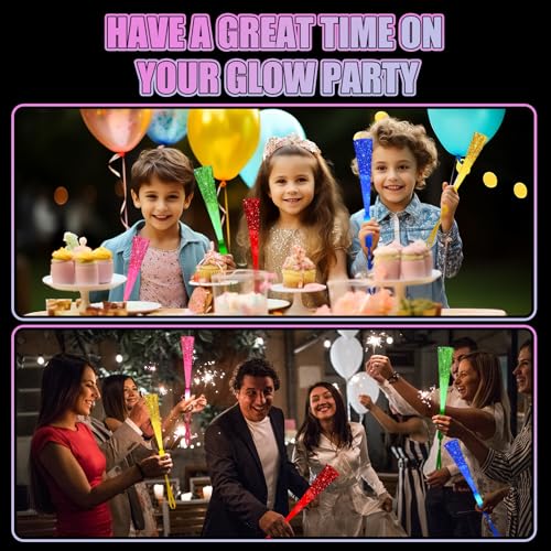 30PCS Fiber Optic Glow Stick Wand Party Supplies Neon Light Up Toy - Black+Pink