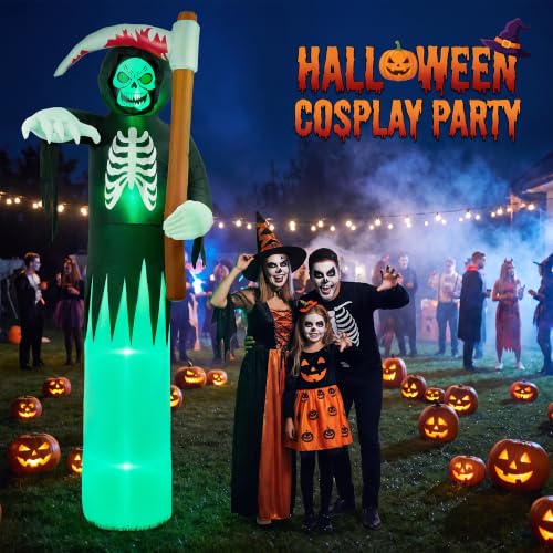 12FT Giant Halloween Inflatable Grim Reaper Yard Decor with LED Lights