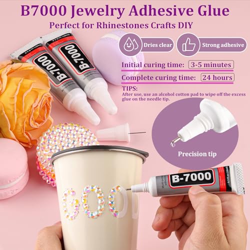 Resin Jelly Rhinestones with Glue Set for Crafting - Flatback Crystals, AB Finish, 2 Boxes