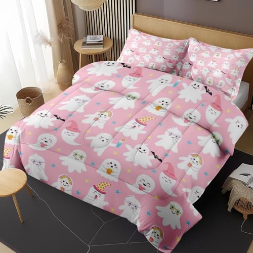 Rainbow Cute Sweet Comforter Set of 3 Full Size Bedroom Decor Halloween Ghost - Variation of THIS listing