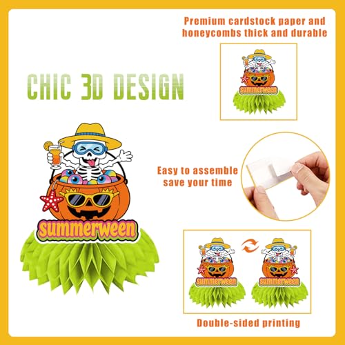 Summerween Party Honeycomb Centerpieces - 9 Pack Halloween Beach Decor