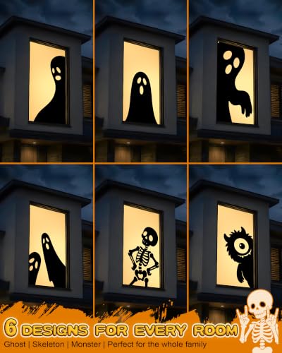 Halloween Window Decorations Tall Ghost Silhouettes 3 Pack - Ghost Style 3