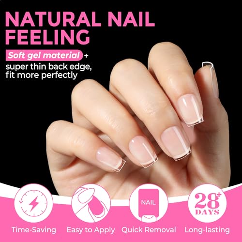 Extra Short Coffin Nail Tips - 216pcs Soft Gel Fake Nails, No Trace, Pre-Shaped